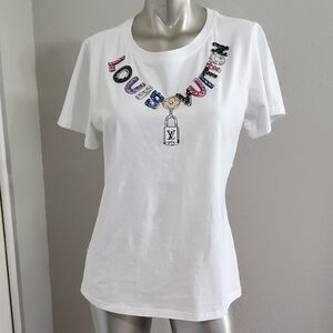 Fashion 21 White Tee with Multicolor Logo size L